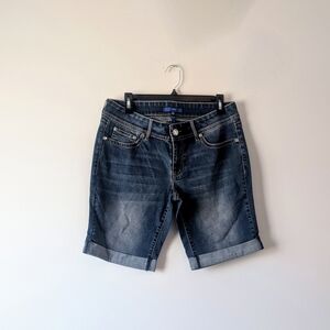 Apt. 9 Women's Size 16 Medium Wash Denim Bermuda Shorts with Bling Pockets